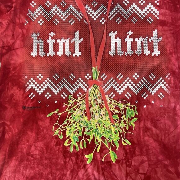 The Mountain T Shirt Men's‎ Size L Red Tie Dye Christmas Holiday Mistletoe - Picture 4 of 6